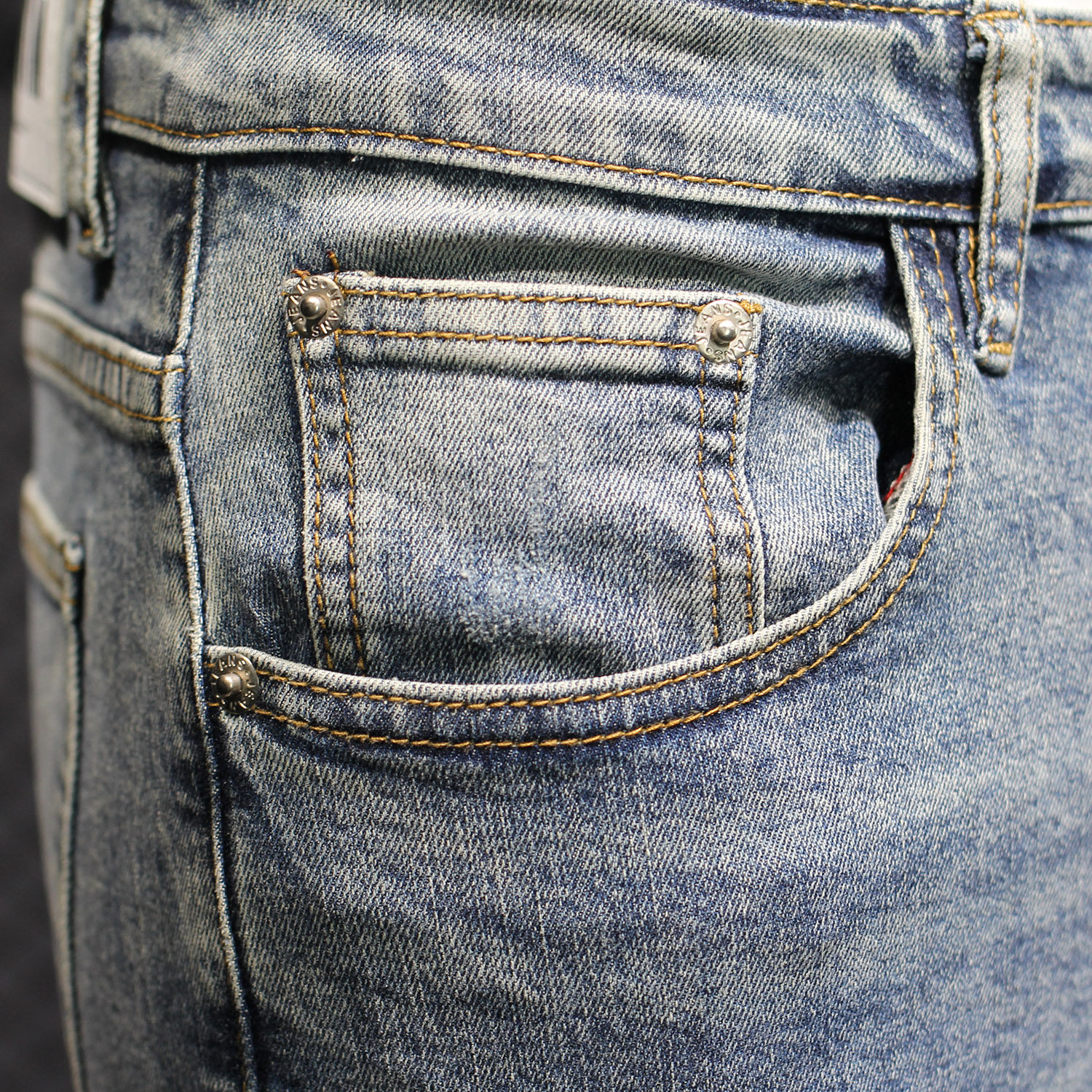 夏季浅蓝色九分男潮流百搭紧身裤子 韩洛斯牛仔裤