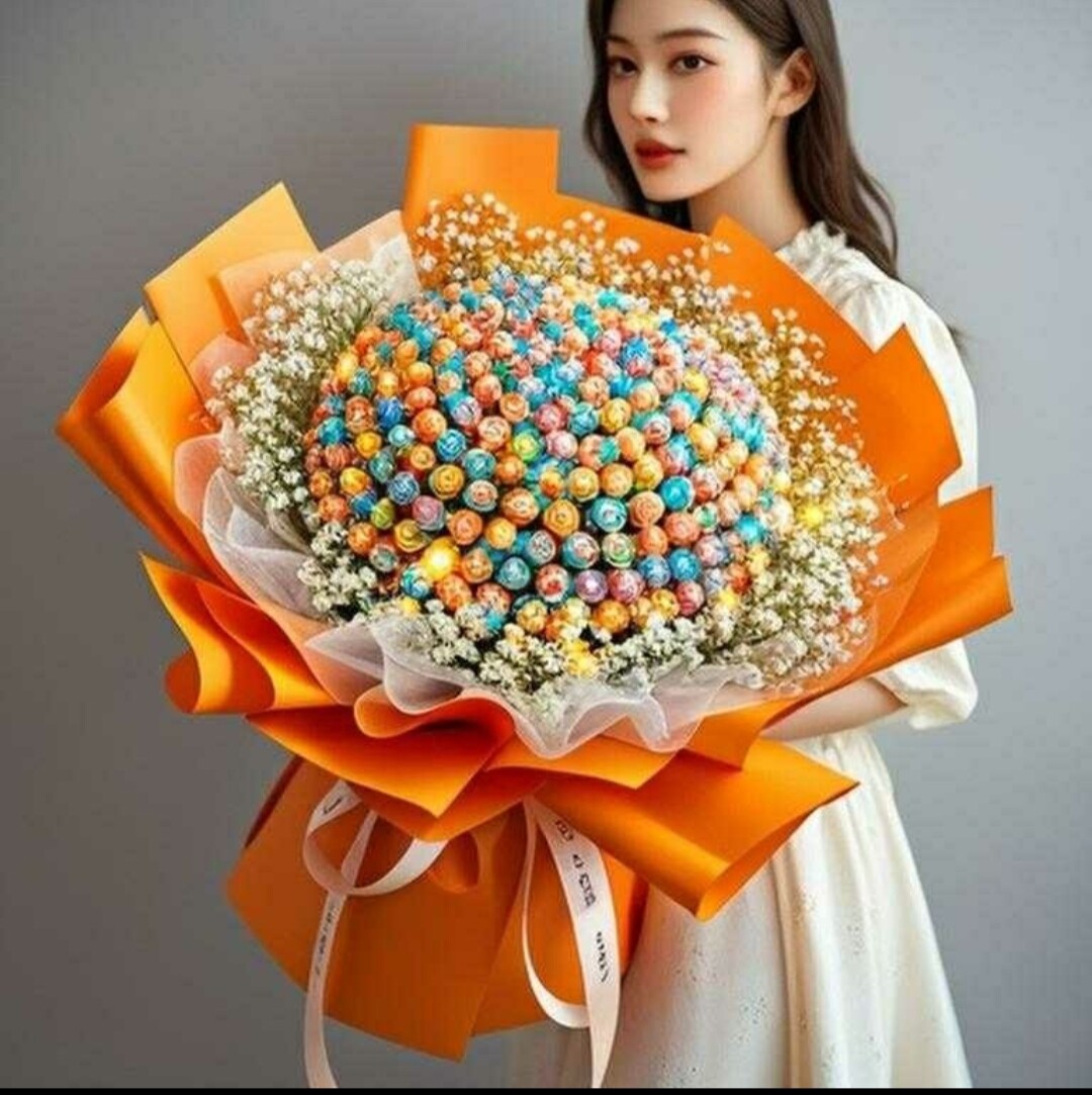 棒棒糖花束成品含糖糖果花香皂花仿真玫瑰送同学男女朋友孩子生日