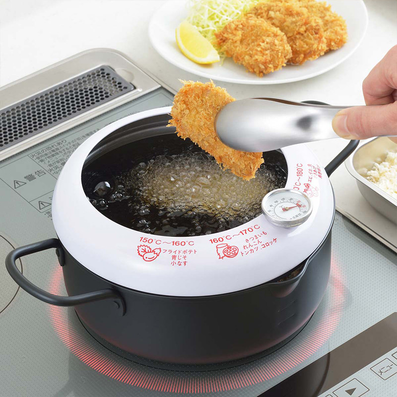 轻松油炸。日本Yoshikawa天妇罗油炸锅家用带温度计 加深防油溅,淘宝优惠券,粉丝福利购,淘宝优惠卷
