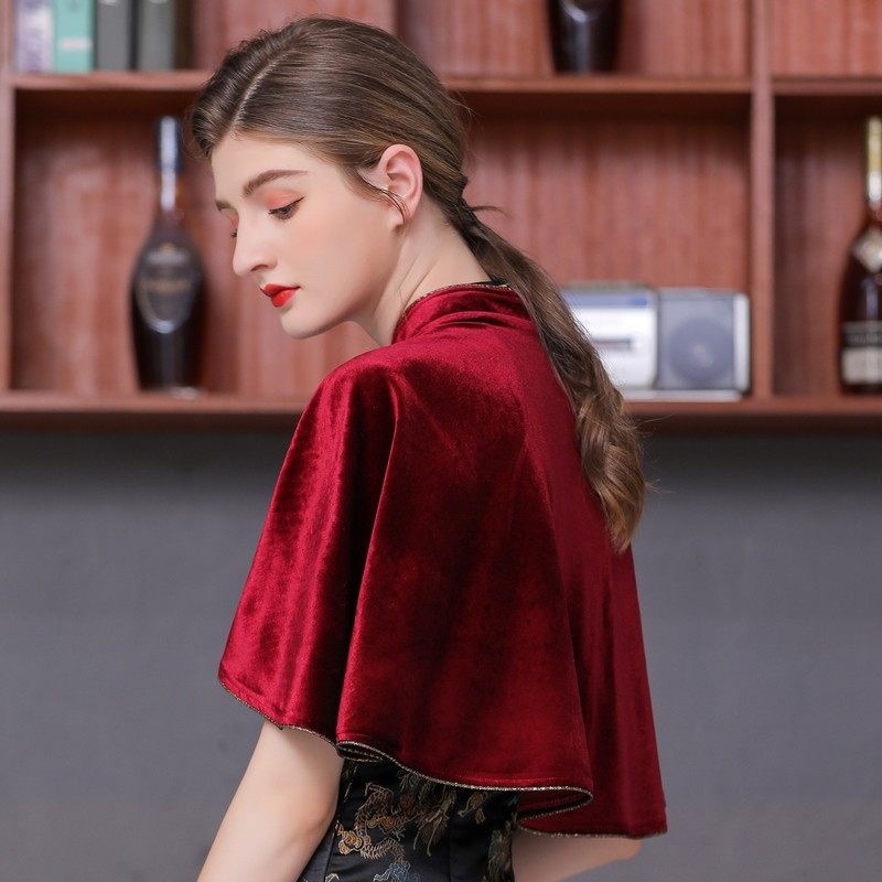 外搭春秋妈妈披肩外套金丝绒小旗袍 olnvcx围巾/丝巾/披肩