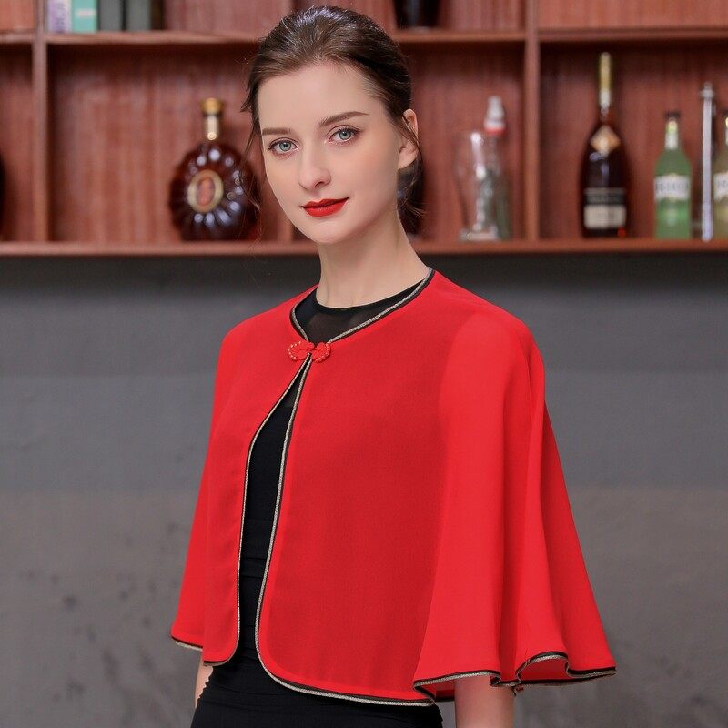 2021新款雪纺小披肩斗篷外搭薄旗袍 olnvcx短外套