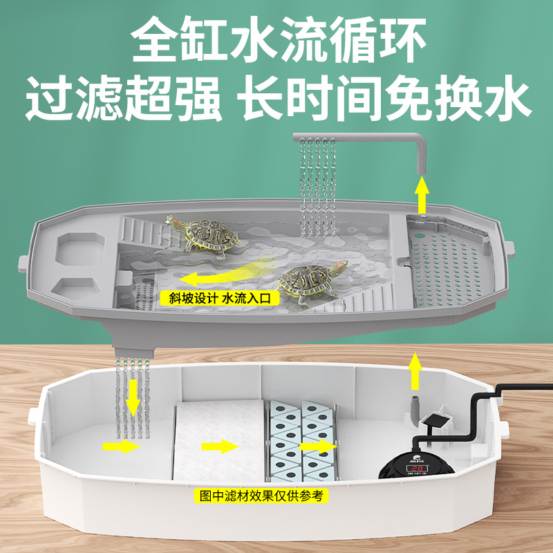 乌龟缸专用饲养生态缸别墅巴西龟带晒台家用鱼缸小型饲养缸箱鳄龟