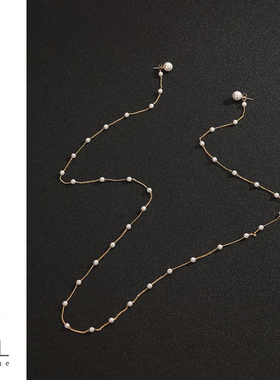 新式耳环项链一体流苏耳线女气质银针耳钉耳链长款网红仿珍珠耳饰