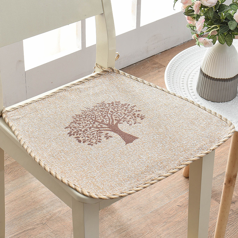 马蹄形椅子垫子夏天办公室坐垫薄棉麻餐桌椅垫带绑带透气家用薄款,淘宝优惠券,粉丝福利购,淘宝优惠卷