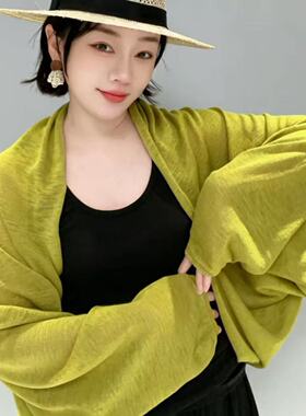 慵懒感夏季针织开衫女竹节麻披肩旗袍外搭防晒衫衫薄款外套空调衫