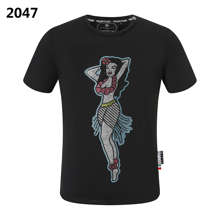 2023SS短袖T恤男装qp78美女烫钻pp欧洲潮流时尚夏天修身体恤shirt