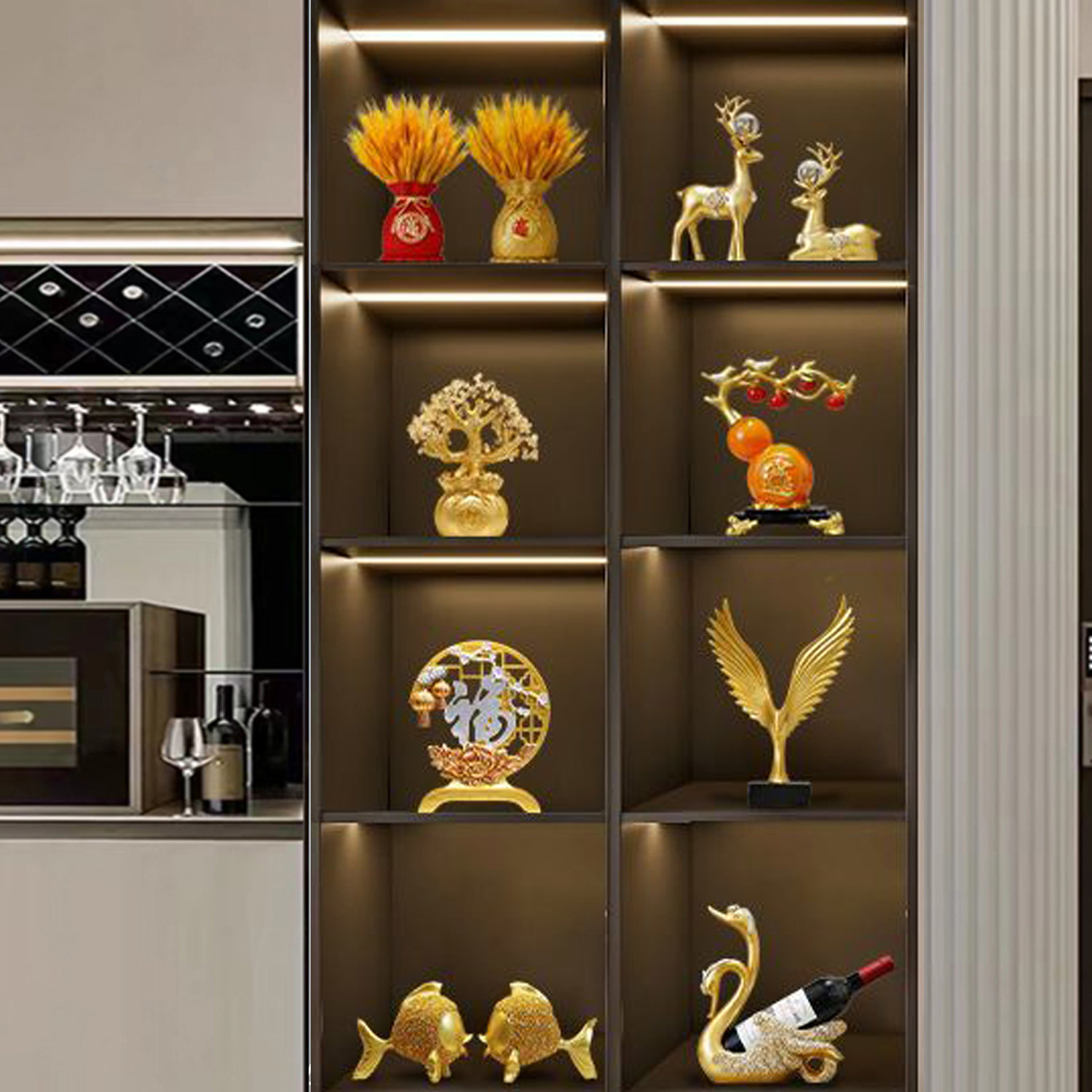 新中式乔迁新居酒柜摆件客厅电视柜葫芦摆设品套装礼品桌面装饰品,淘宝优惠券,粉丝福利购,淘宝优惠卷