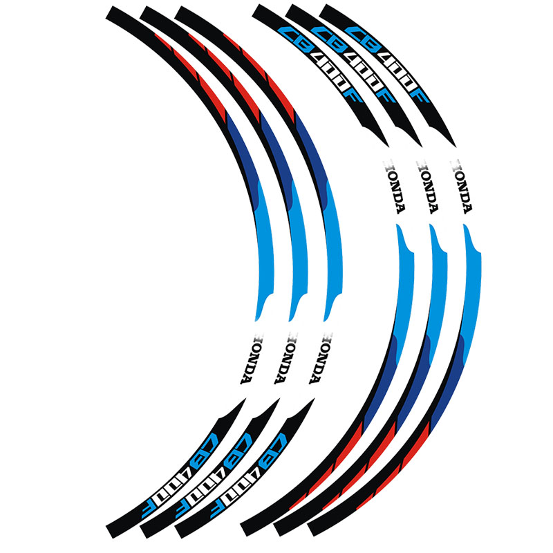 CB400F摩托车改装轮胎反光圈轮毂字母贴适用本田17寸防水钢圈膜花