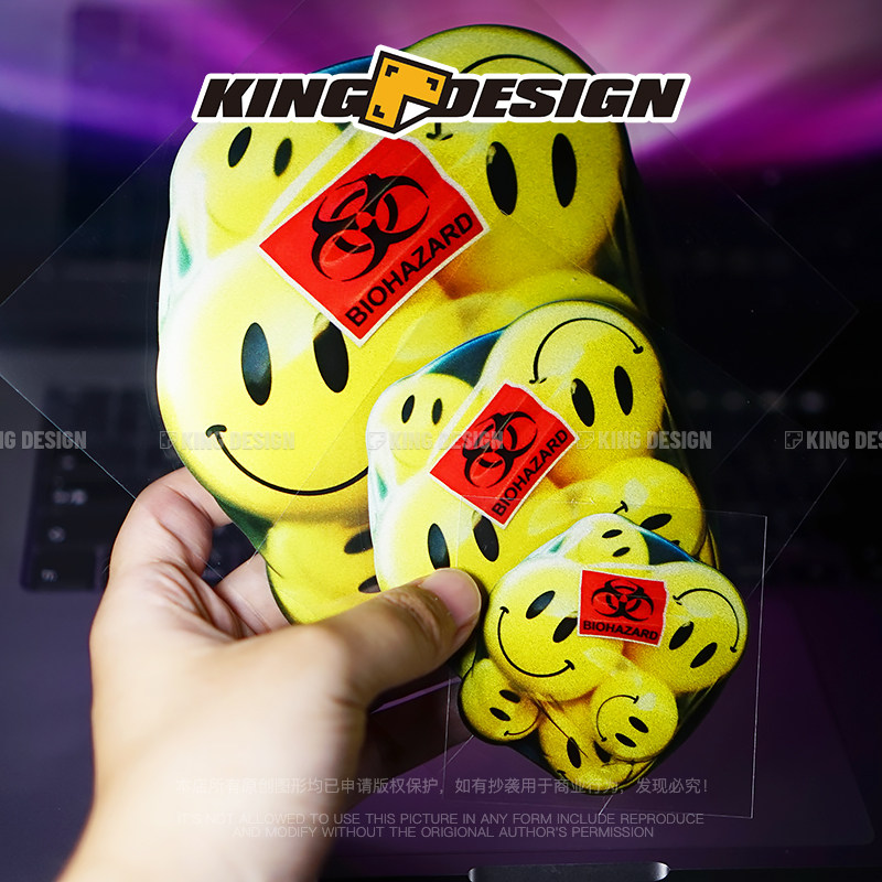 国王车贴 3D立体笑脸表情包贴纸 卡通个性微笑行李箱车窗反光贴画 - 图2