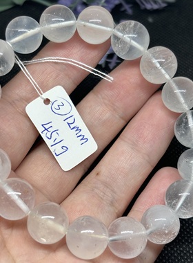 天然白兔毛单圈手链 有小黑点  兔毛水晶  一物一图