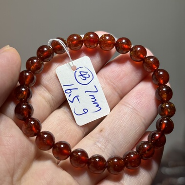 天然石榴石手链单圈橙红色女人石女款礼物有黑点瑕疵    一物一图