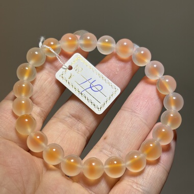 天然玛瑙手链8毫米黄色糖心玛瑙女士手串个别珠有平头 一物一图