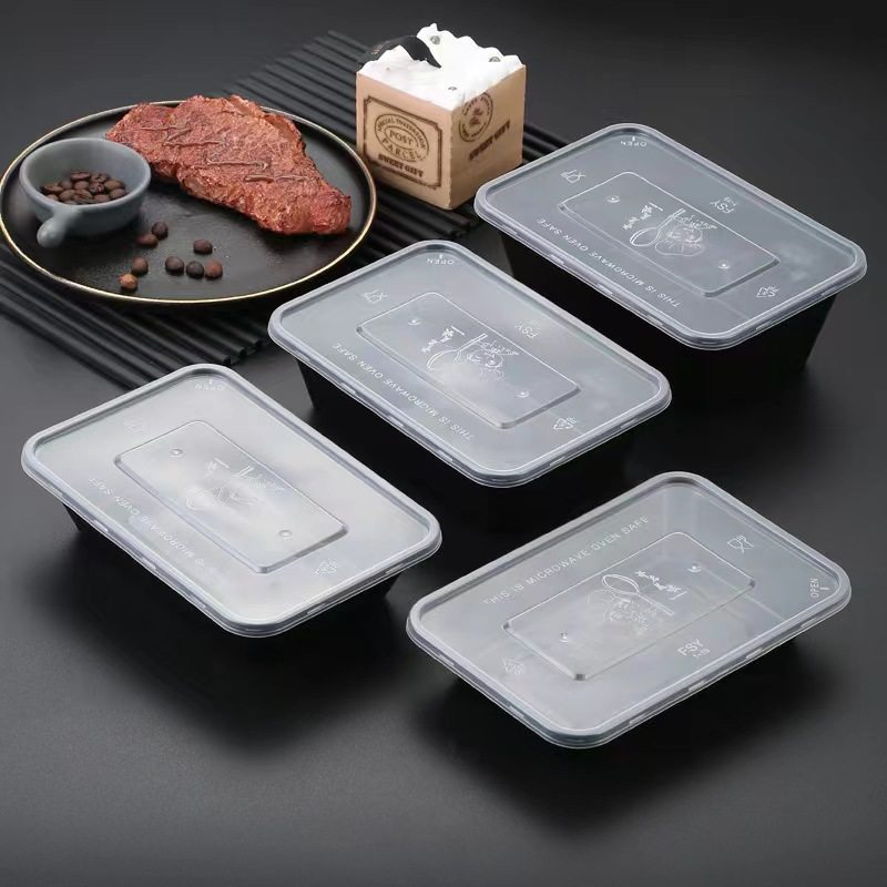 一次性长方形餐盒黑色饭盒各种饭店打包外卖快餐水果餐饮便当盒子