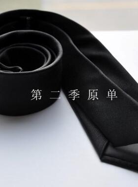 0领带法国外贸原单纯黑色窄版