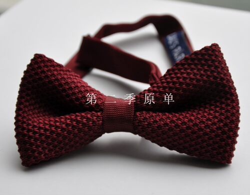 LAU'高级定制领结男商务正装领带领结针织领结手缝工艺暗红酒红色 - 图0