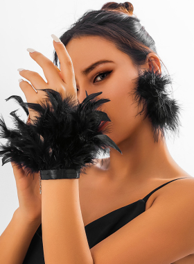 火鸡毛手链女欧美夏季夸张个性小众模特舞蹈走秀搭配羽毛手配饰品