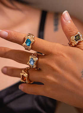 穿搭4件套新款彩色指环合金欧美