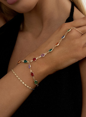 波西米亚彩色亚克力串珠手链女款