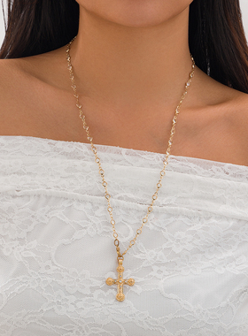 多巴胺彩色锆石十字架项链