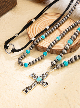 欧美跨境时尚锁骨链多层珍珠项链