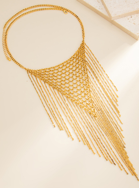 欧美ins风金色链条流苏锁骨链