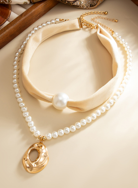 珍珠精致高级感白色双圈简约百搭