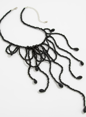 红色米珠水晶项链欧美时尚