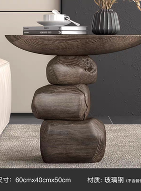 艺术侘寂风玄关桌子柜茶几角几入户过道设计师款样板房装饰品摆件