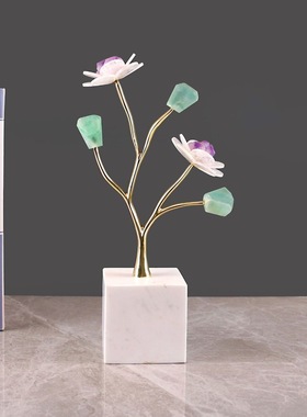 轻奢水晶花树摆件现代客厅玄关样板房别墅乔迁礼品高档装饰品摆件