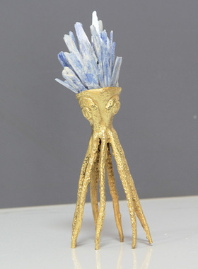 现代创意水晶黄铜章鱼摆件样板间客厅玄关酒柜高级感软装饰品摆件