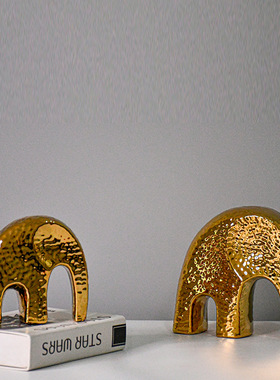 创意北欧异形黑金镀金色花瓶摆件轻奢家居客厅桌面果盘装饰品摆件