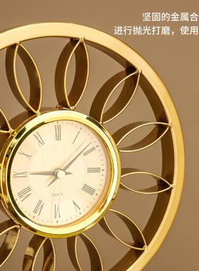 现代简约座钟客厅钟表摆件家用花型台式时钟摆放创意个性家居台钟