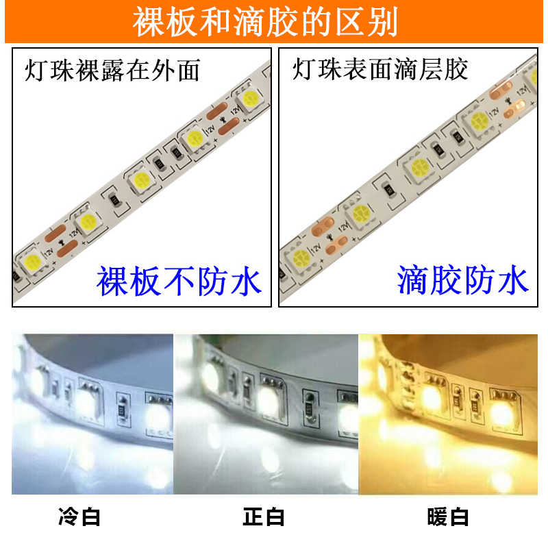 LED灯带12V5050贴片60珠超亮防水光带吊顶客厅手机柜台灯箱软灯条,淘宝优惠券,粉丝福利购,淘宝优惠卷