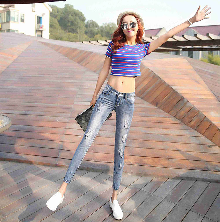 2025春女式牛仔裤女小脚裤九分裤薄款学生修身显瘦弹力铅笔打底裤,淘宝优惠券,粉丝福利购,淘宝优惠卷