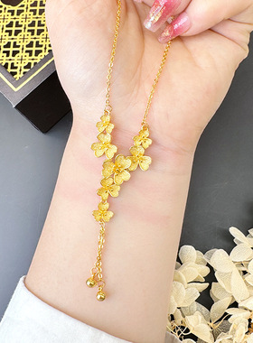 沙金花朵流苏古法传承项链百花百搭女士气质富贵吉祥饰品