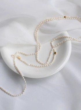 米粒珍珠长项链女ins小众设计感