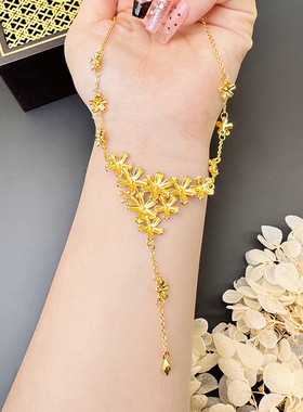 繁花似锦花朵沙金项链轻奢高级感淡雅流行时尚首饰品女生