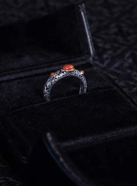 新款蒙古南红玛瑙戒指女款民族风