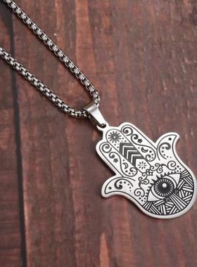 穆斯林月亮女神法蒂玛右手吊坠邪