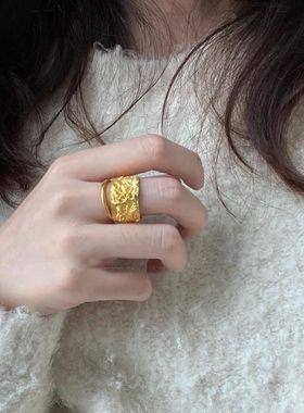 新中式国风錾刻凤戒指凤穿牡丹潮