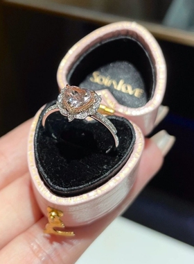 精致超美爱心粉戒女时尚精致显气