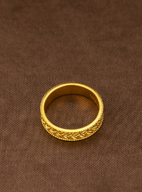 麦穗戒指编织平安女款黄金色戒指