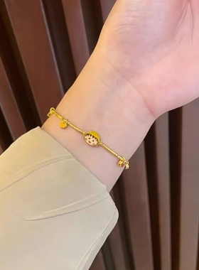 精美黄金色樱桃小丸子手链小众设
