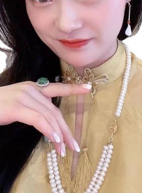 气质典雅珍珠项链显贵气搭配送礼