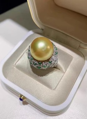 奢华镶嵌贝正圆大珠子香槟金色珍