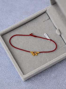 古法实心小金色球手链气质甜美潮