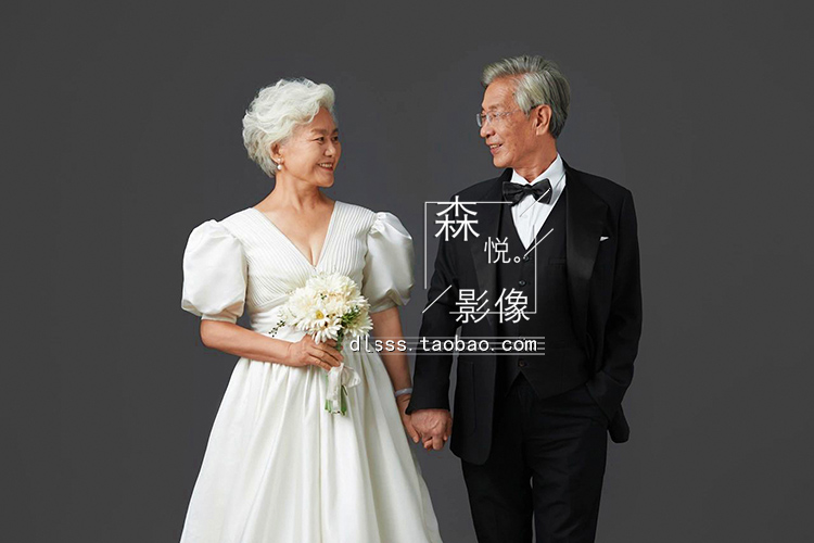 2023新影楼中老年父母金婚银婚纱照纪念照周年照样片样版客样z602-图0
