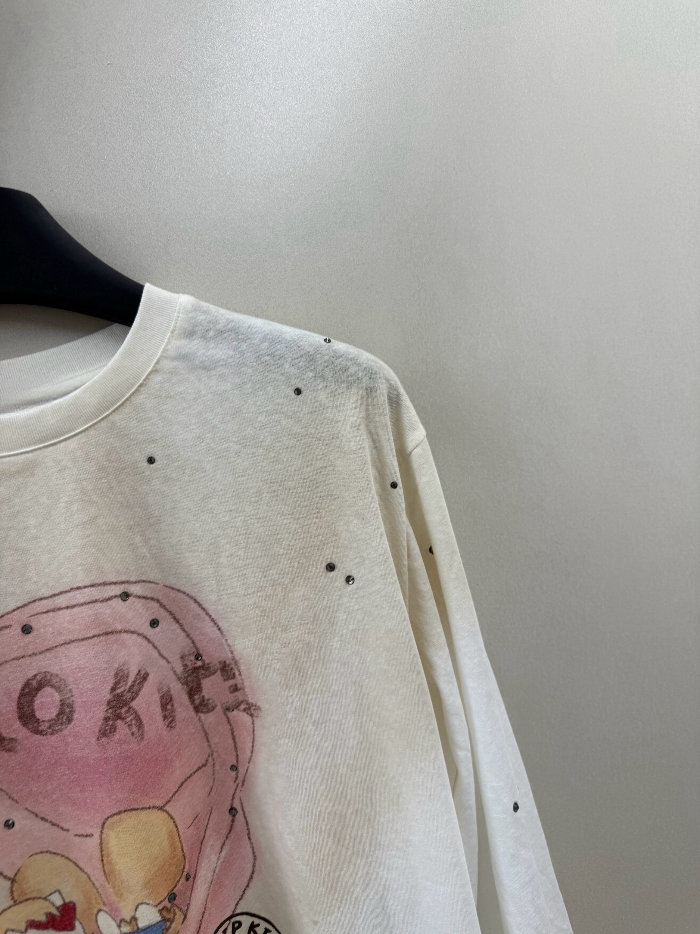 趣味可爱 鸡蛋壳猫咪印花烫钻脏脏T恤女秋季宽松上衣洋气打底衫