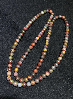 天然四川盐源玛瑙带皮包浆四圈手链项链女款锁骨链颈链毛衣链配饰