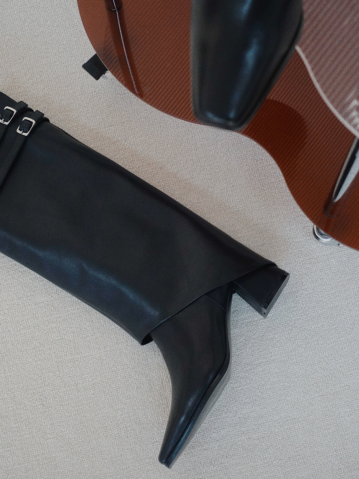 BIUCILI 「猫女战靴」原创设计欧美粗高跟裤管靴大筒围增高女长靴 - 图0